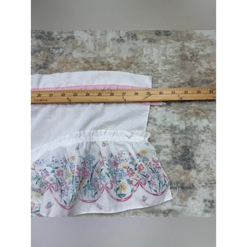 Vintage 4-Pc Cottagecore Cafe Curtains Valance Floral Butterflies USA
